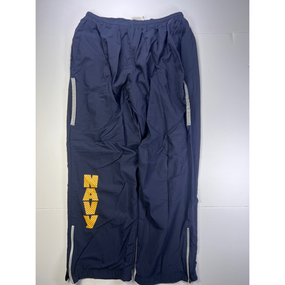 US Navy Track Pants Mens Medium X-Short Blue Reflective Military PT Running Suit
